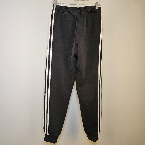 Adidas black with white stripes cotton blend knit sweatpants size S US - Picture 3 of 6